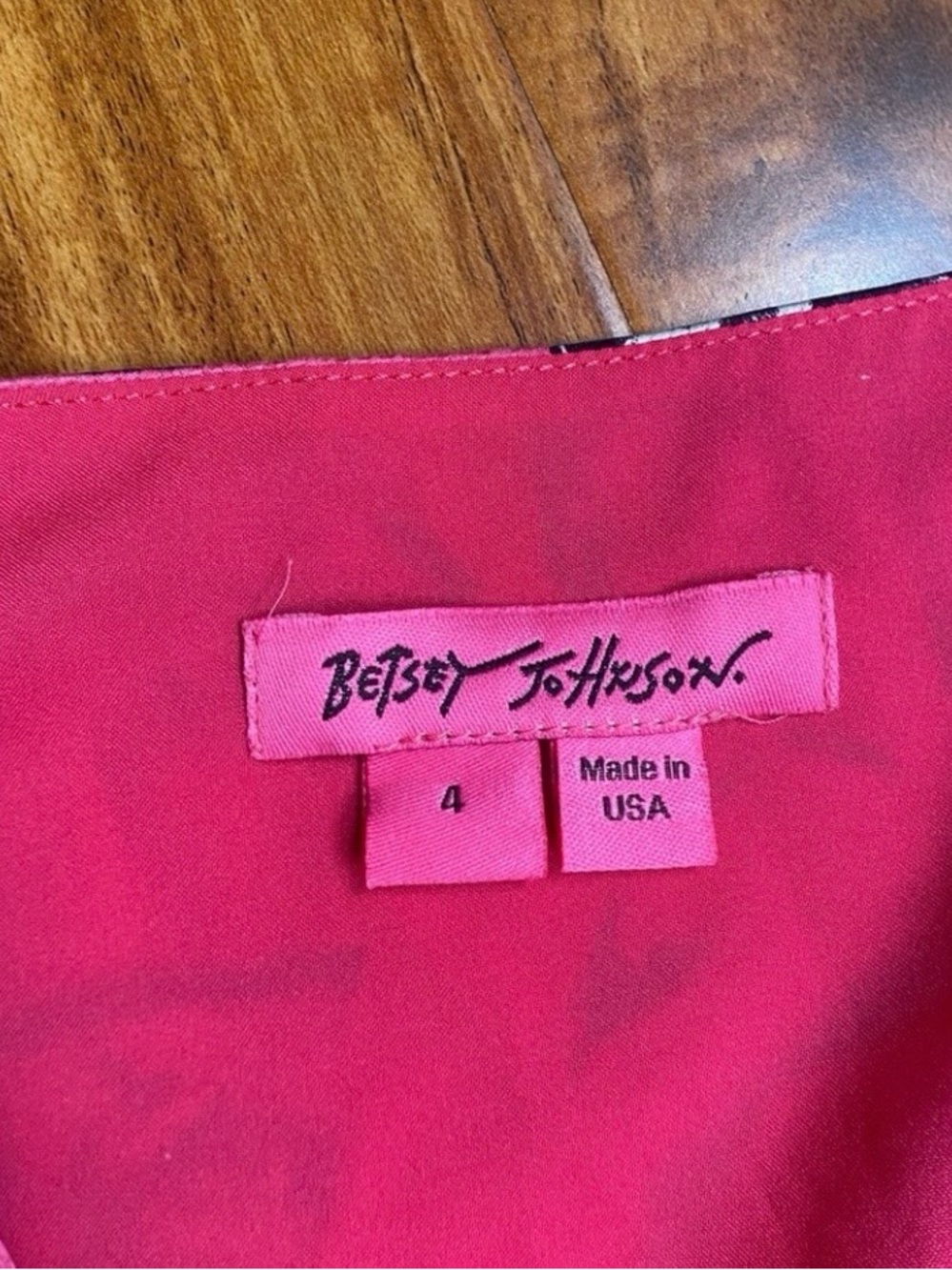 Betsey Johnson Women's Pink Rosette V Neck Short Sleeve Satin Mini Dress Size 4 - Picture 12 of 16